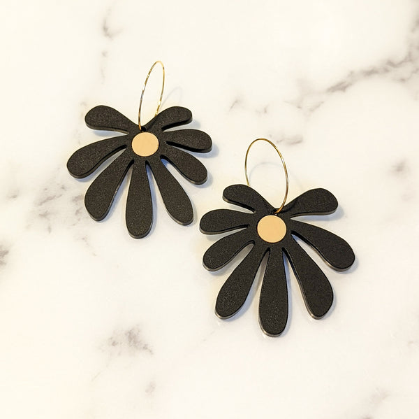 Retro Flower Hoop Earrings