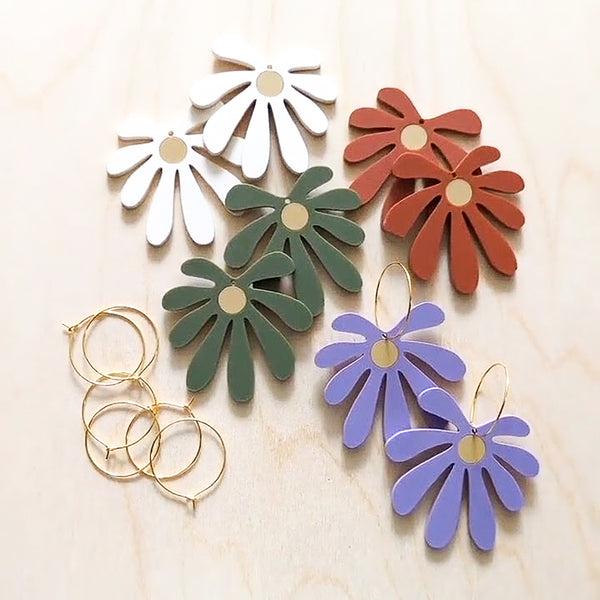 Retro Flower Hoop Earrings