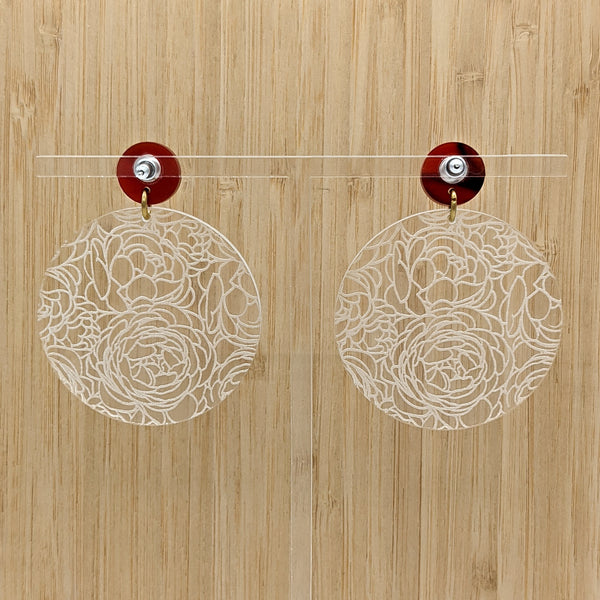Clear Acrylic Peonies Earrings - Large