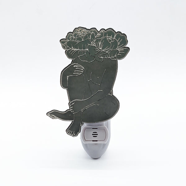 Flower Nude Woman Bronze Mirror Acrylic Night Light