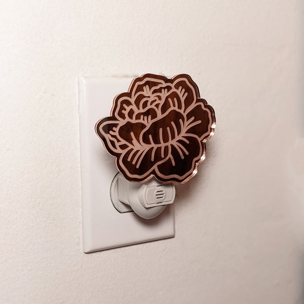 Flower Rose Gold Mirrored Acrylic Night Light