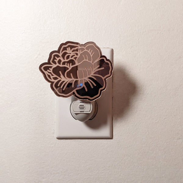 Flower Rose Gold Mirrored Acrylic Night Light