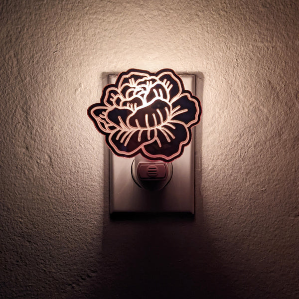 Flower Rose Gold Mirrored Acrylic Night Light
