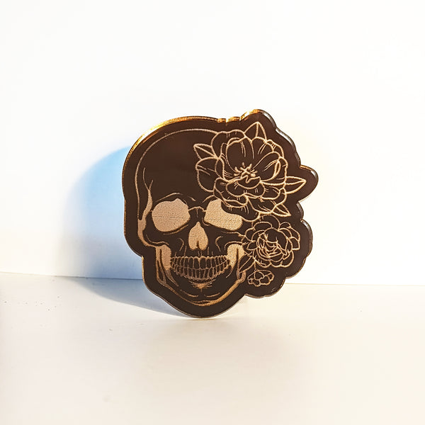 Flower Skull Mirrored Acrylic Night Light