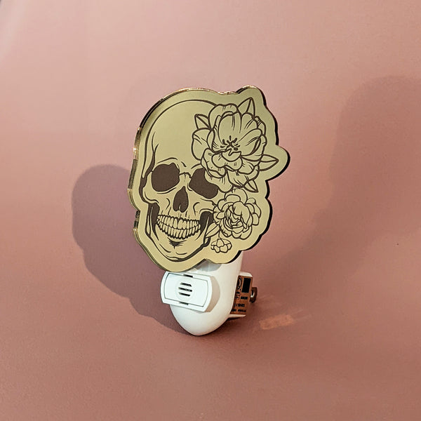 Flower Skull Mirrored Acrylic Night Light