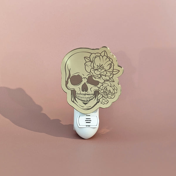 Flower Skull Mirrored Acrylic Night Light