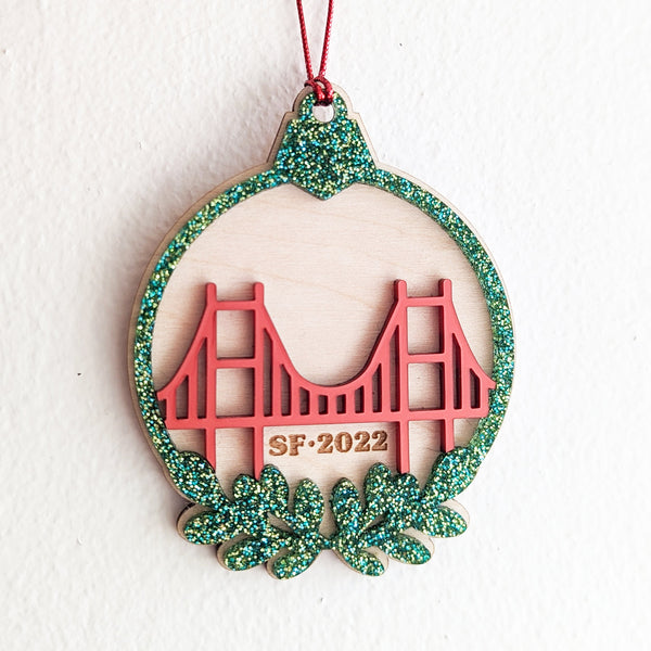 Custom Ornament Engraving Add-On for Golden Gate Bridge and Sutro Tower Ornaments