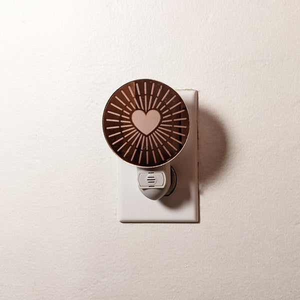 Heart Rays Rose Gold Mirrored Acrylic Night Light