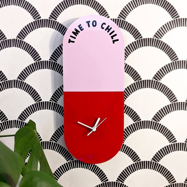 Time to Chill - Chill Pill Acrylic Wall Clock - Large