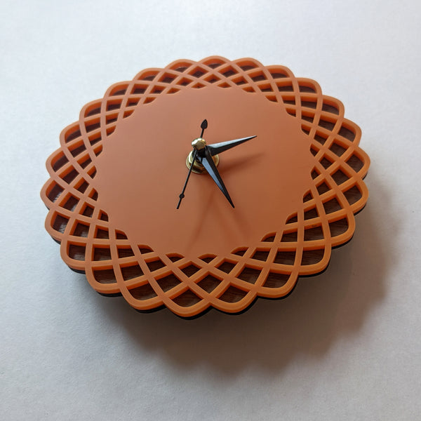 Mini Geometric Ellipses Walnut and Acrylic Wall Clock