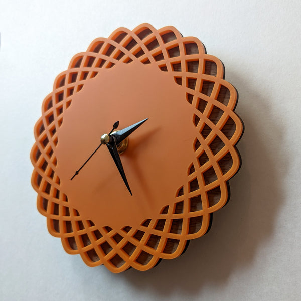 Mini Geometric Ellipses Walnut and Acrylic Wall Clock