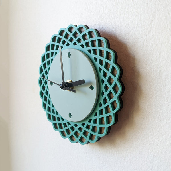 Mini Geometric Ellipses Walnut and Acrylic Wall Clock