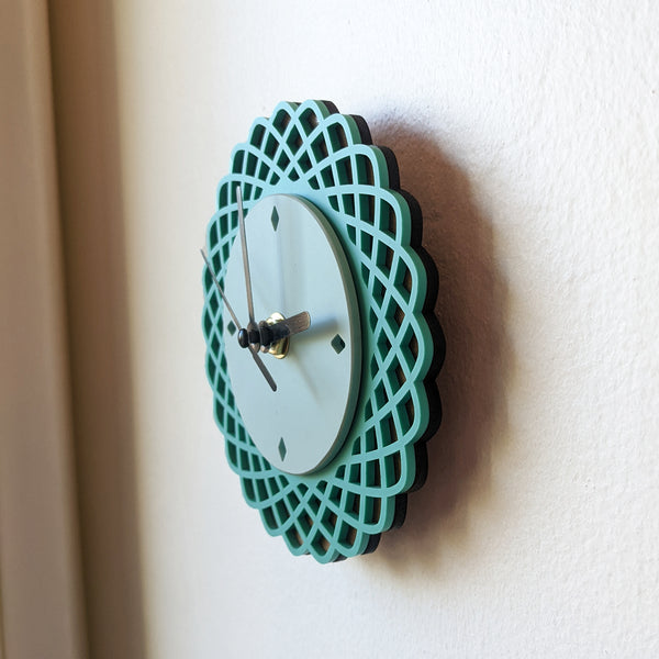 Mini Geometric Ellipses Walnut and Acrylic Wall Clock