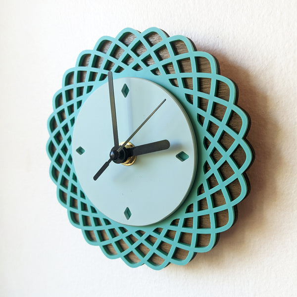 Mini Geometric Ellipses Walnut and Acrylic Wall Clock