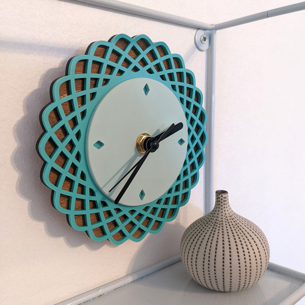Mini Geometric Ellipses Walnut and Acrylic Wall Clock