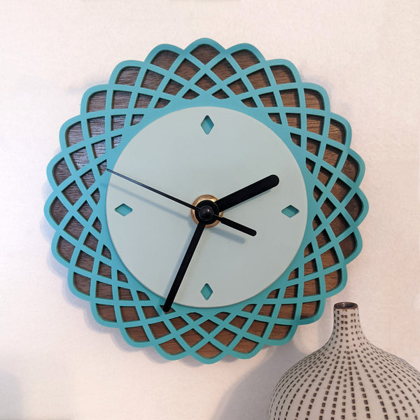 Mini Geometric Ellipses Walnut and Acrylic Wall Clock