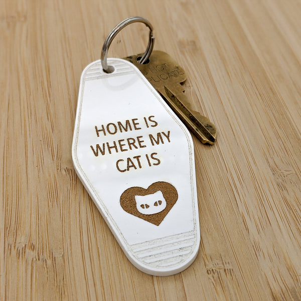 Home Is Where My Cat Is Motel Keychain