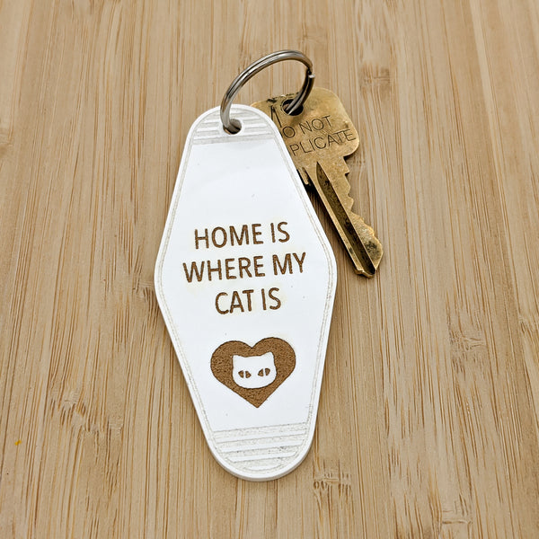 Home Is Where My Cat Is Motel Keychain