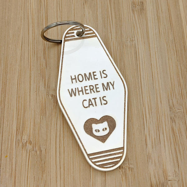 Home Is Where My Cat Is Motel Keychain