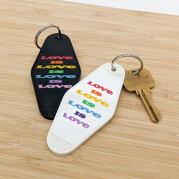 Love is Love Rainbow Motel Keychain