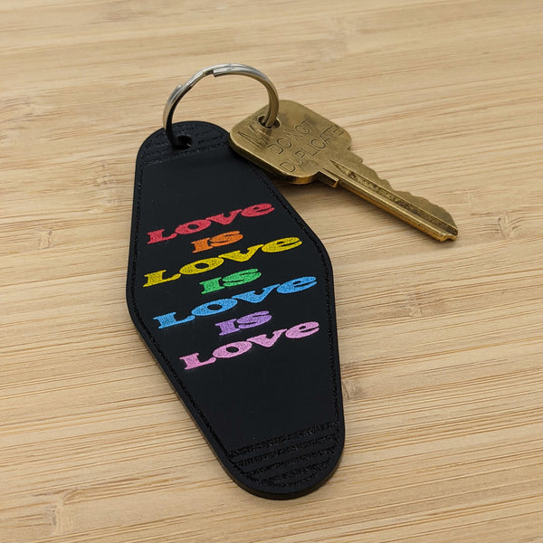 Love is Love Rainbow Motel Keychain