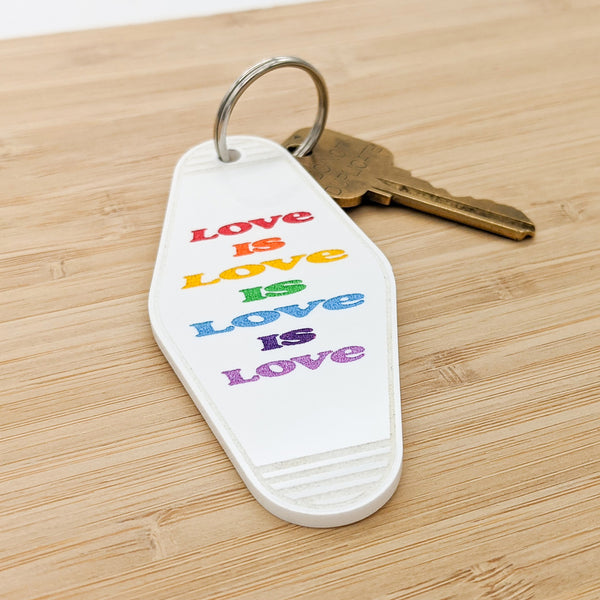Love is Love Rainbow Motel Keychain