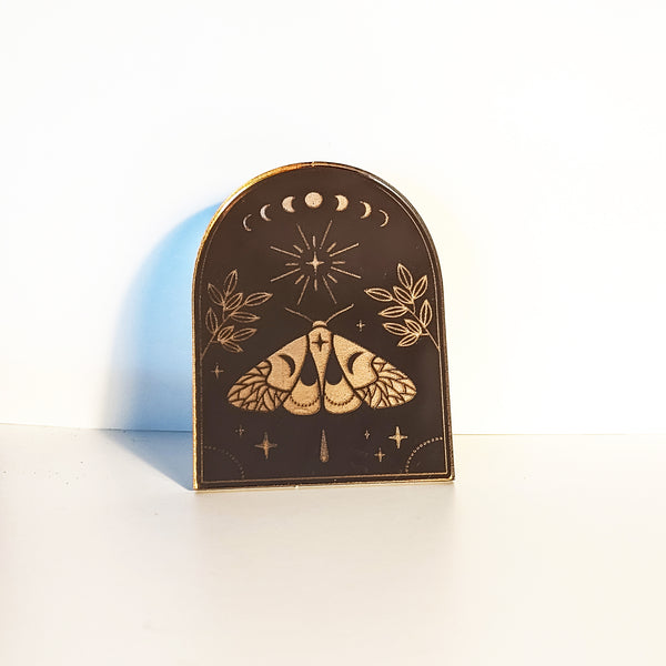Moons and Moth Mirrored Acrylic Night Light