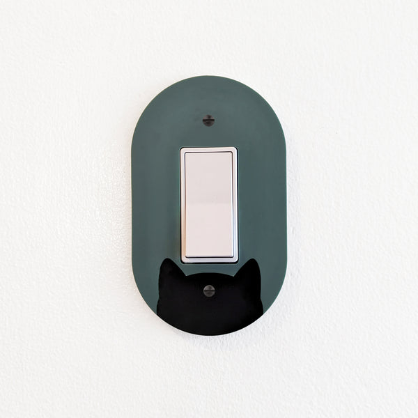 Peeking Cat Oval Switch Plate Cover