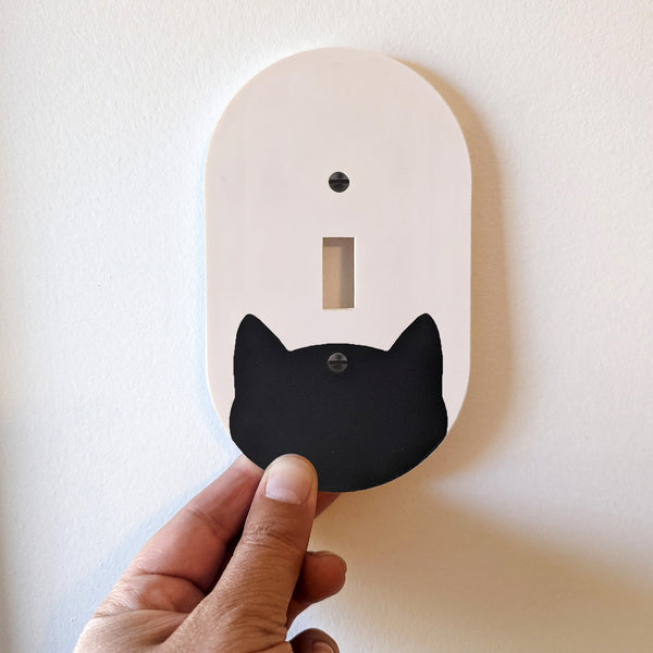 Peeking Cat Oval Switch Plate Cover