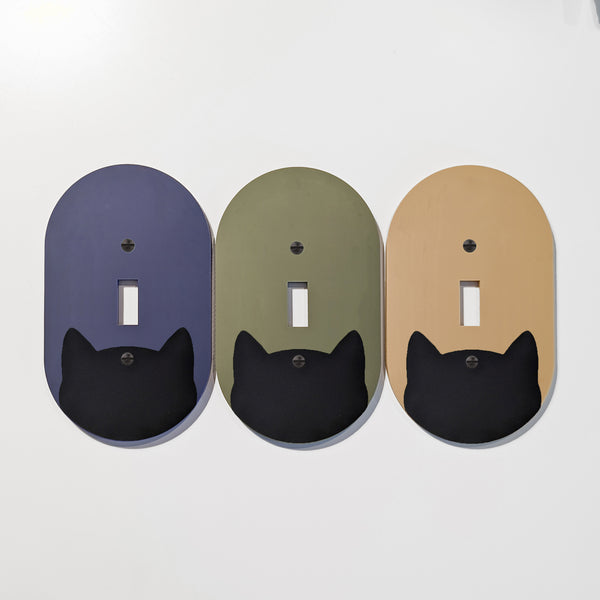 Peeking Cat Oval Switch Plate Cover