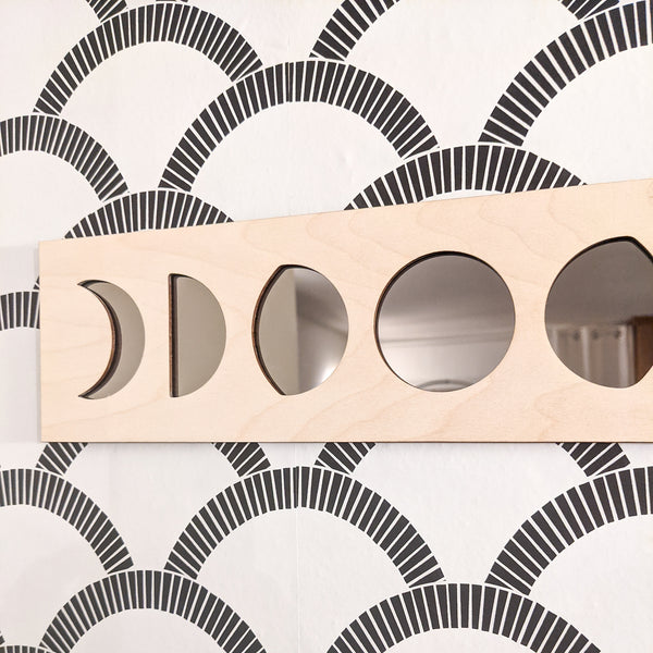 Phases of the Moon Wood and Mirror Decor