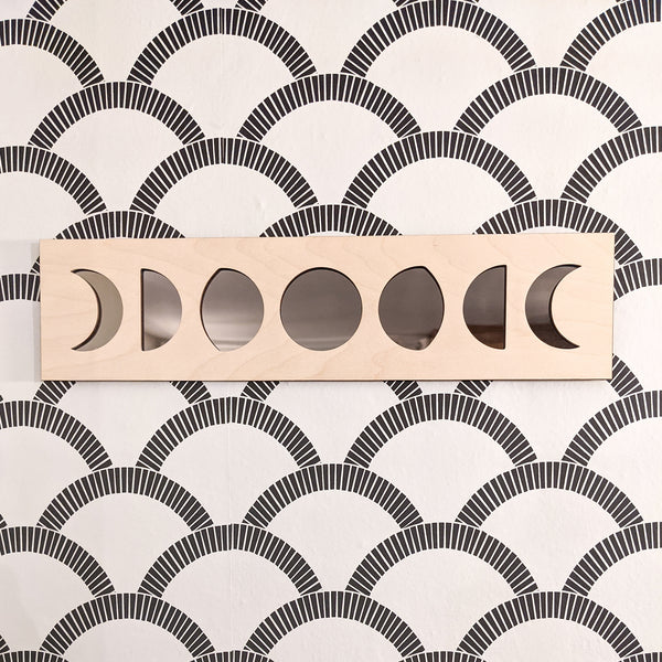 Phases of the Moon Wood and Mirror Decor