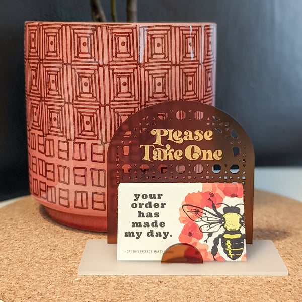 Arch Rattan Cane Business Card Stand
