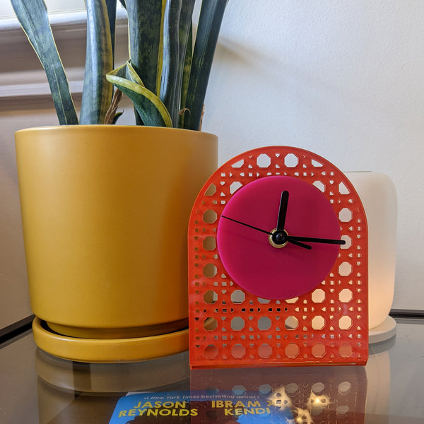 Acrylic Rattan Cane Desk and Table Clock