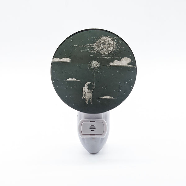 Astronaut, Balloon and Moon Bronze Mirror Acrylic Night Light