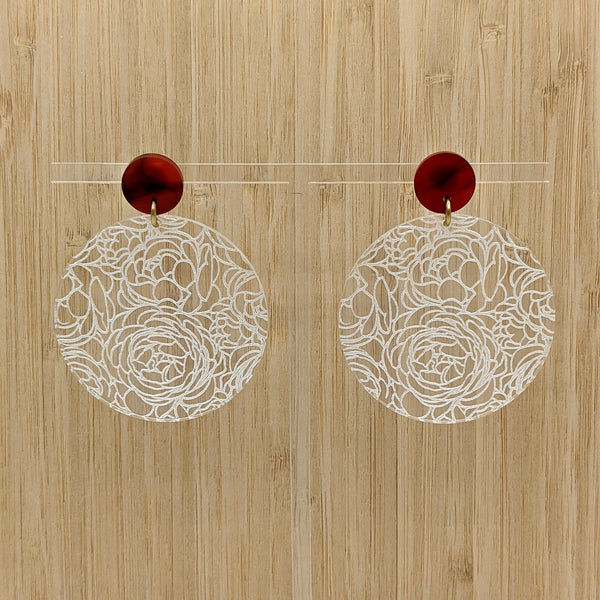 Clear Acrylic Peonies Earrings - Large