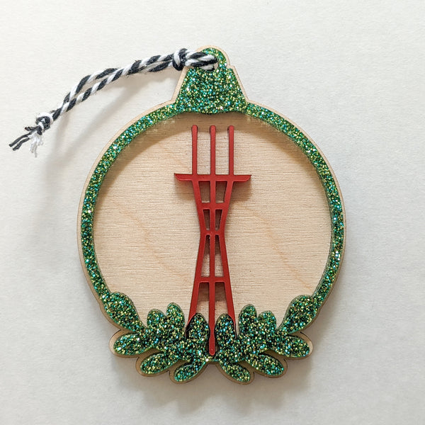Golden Gate Bridge and Sutro Tower Ornament Pair