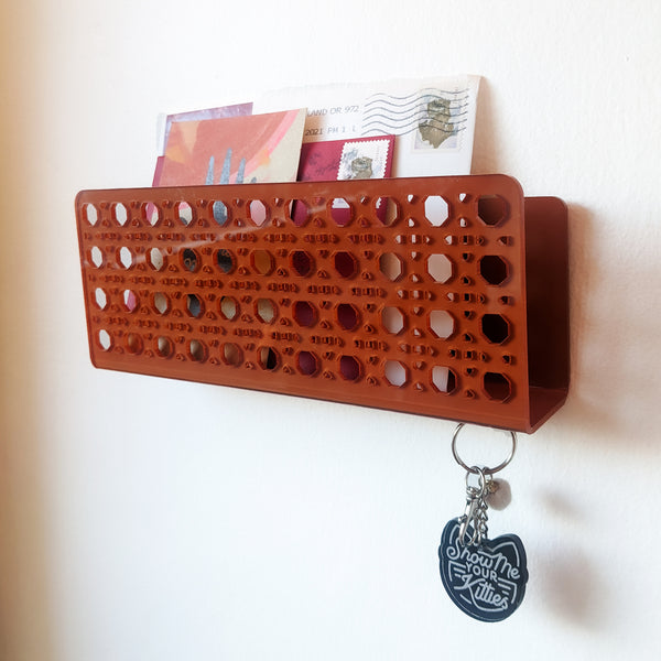 Acrylic Rattan Cane Wall Mail Holder