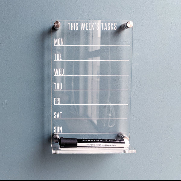 This Week's Tasks Clear Acrylic Dry Erase Board - Personalizable