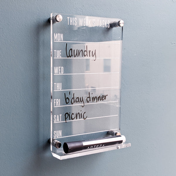 This Week's Tasks Clear Acrylic Dry Erase Board - Personalizable