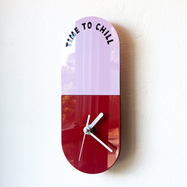 Time to Chill - Chill Pill Acrylic Wall Clock - Small