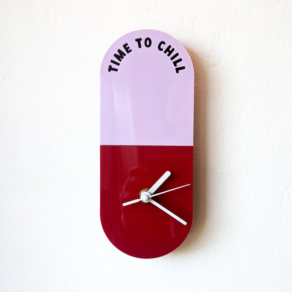 Time to Chill - Chill Pill Acrylic Wall Clock - Small