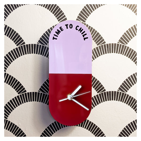 Time to Chill - Chill Pill Acrylic Wall Clock - Small