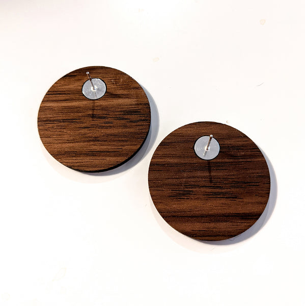 Gold Confetti Walnut Circle Earrings