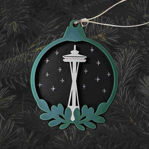 Space Needle Starry Night Laser Cut Ball Ornament