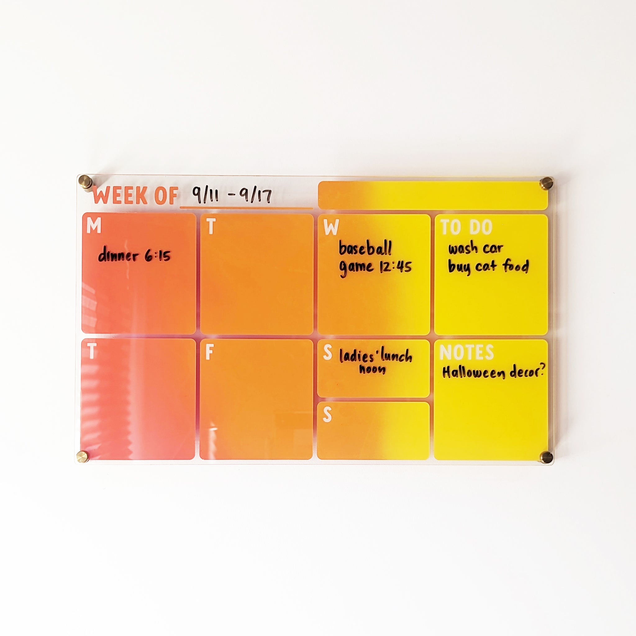 Colorful Weekly Dry Erase Memo Board