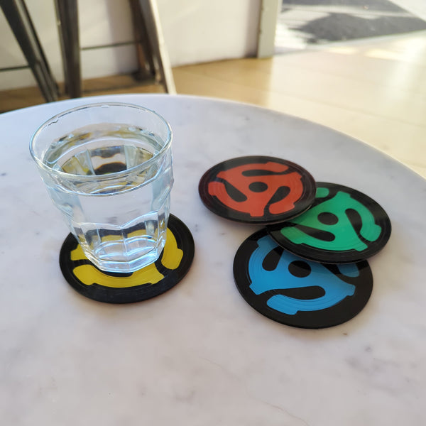 45 RPM Record Adapter Coasters Set of 4