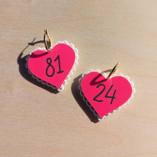 Hockey Couples Romantic Heart Earrings