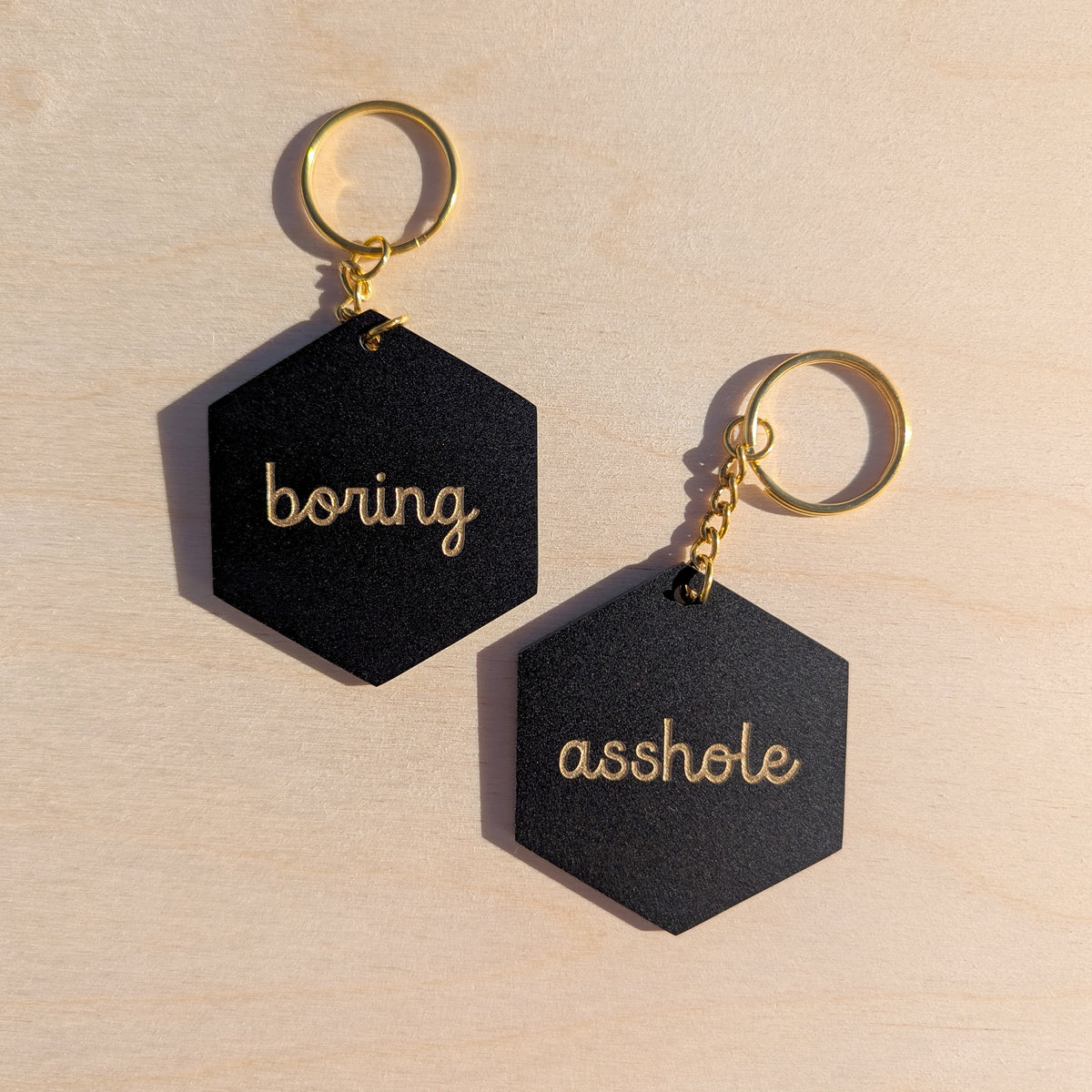Boring A**Hole Couples Keychains – Poppy and Honey Bee