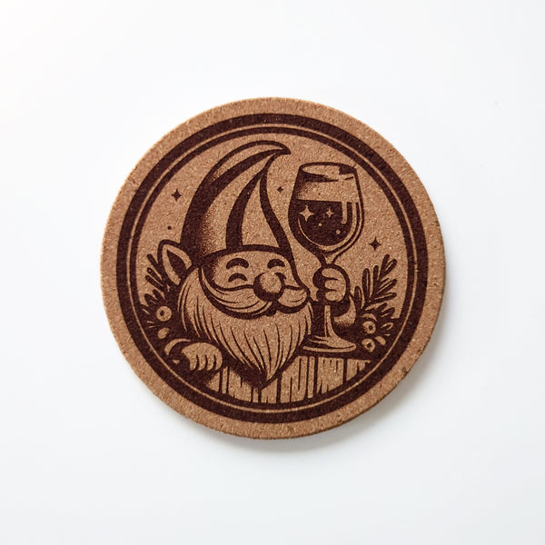 Scandi Christmas Gnomes and Cocktails Cork Coasters Set of 4